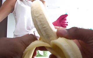 Charming girl Jenny Marin rides a starless cock in POV video